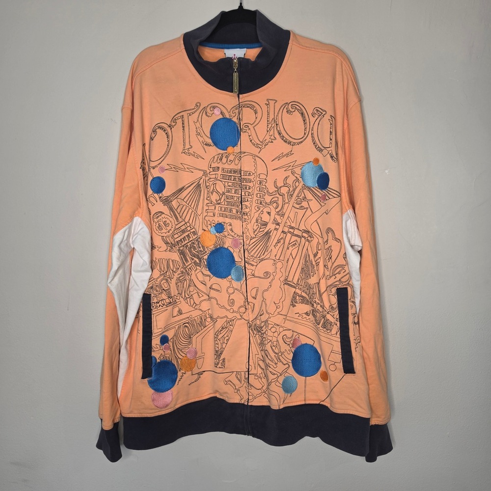 Notorious BIG Track Jacket Mens 4XL Peach Wall of Fame Biggie Smalls Embroidered